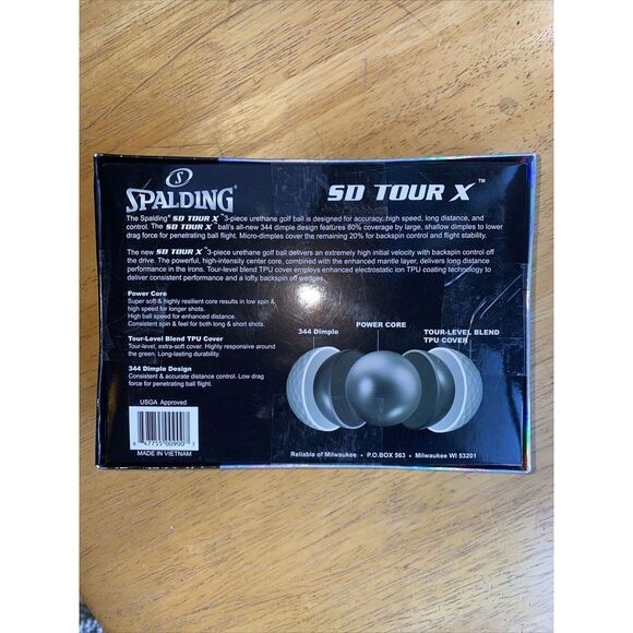 New "Spalding SD Tour X White Golf Balls 12 Pack" Tour Level Distance Power Core - Picture 2 of 2